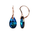 Boucles d’Oreilles Aurora Cristal Or Rose – Goutte Bleu Profond